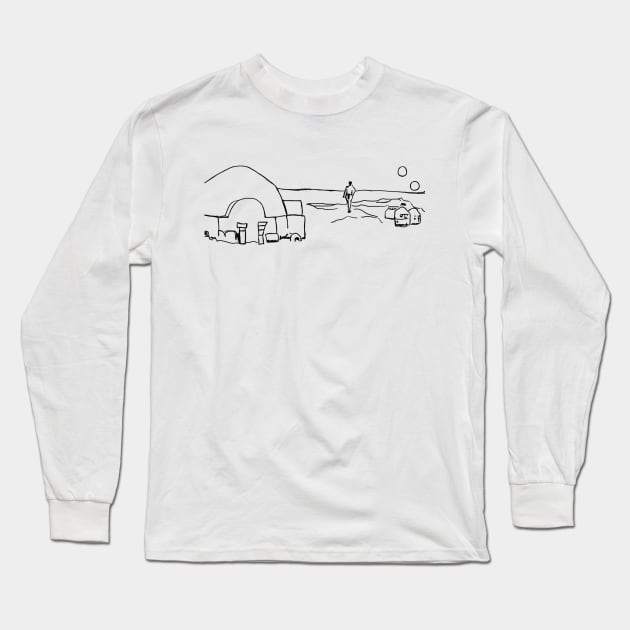 Tatooine line art Long Sleeve T-Shirt by sbyrd95